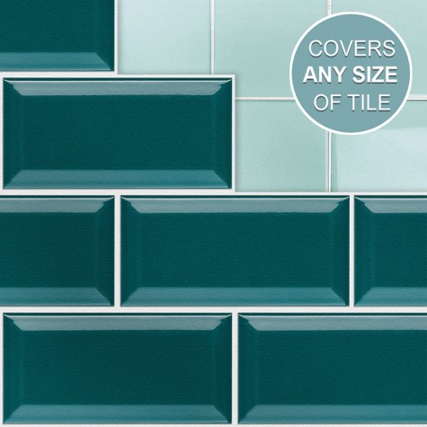 Self Adhesive Wall Tiles for Kitchens and Bathrooms - TEAL METRO - 8