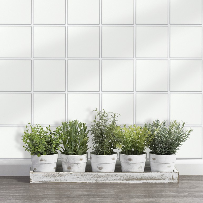 Self Adhesive Wall Tiles for Kitchens and Bathrooms - WHITE - 4